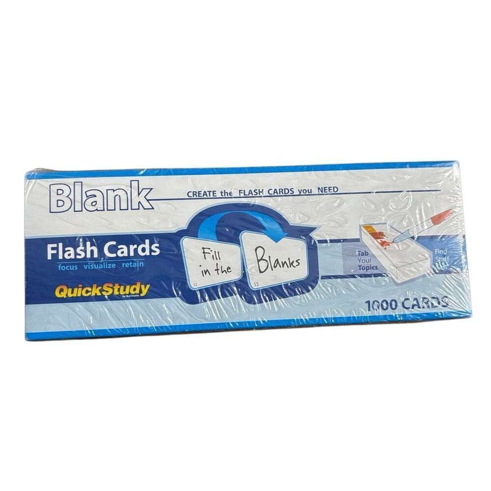 Quick Study Blank Flash Cards 1000 Card Set *New*